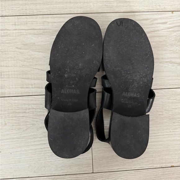 ALOHAS Perry Ankle black leather Strap Fisherman Sandal size 35 missing 1 strap - Picture 7 of 9